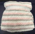Baby Blanket Swiggles White Pink Gray Striped Soft Textured Plush Fleece 30x36