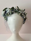1950s   1960s Blue Floral Veil Fascinator Hat     Romantic Garden Party