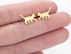Women s Fashion Jewelry Cat Kitten Gold Color Stud Earrings 78-10