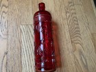 Vtg Spain Red Glass Embossed Grape Vine Decanter Bottle   Cork 12 t Marked Spain
