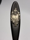 Ebony French Brush Sterling Silver Crest Signed Vtg