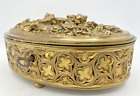 Large Antique French Gilded Bronze Jewelry Box 19th Century Signed