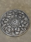 Vintage Silver Metal Round Mirror Round Ornate Flowers