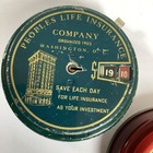 Vtg Addacoin Mechanical Bank Blue People Life Insurance Red First Federal 1 Key