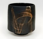 Japanese Chawan Tea Bowl Japan Ceremonial Tea Cup Black 3 5    Tall Vintage