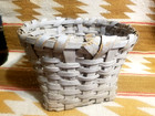 Sweet 19th Century Antique Splint 7  Gathering Basket Original Grey Paint