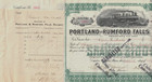 Portland   Rumford Falls Ry  Circulated Stock Certificate  1902  Train Vignette 
