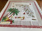 Vintage Tablecloth Mcm Florida Map Souvenir Tourist Attractions 48  X 52 