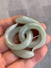 Wonderful Ancient Chinese Natural Hetian Green Jade Hand Carved  2snakes  Statue