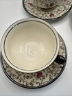 Johann Haviland Bavaria  Silver Overlay Chintz Teacup Set Of 5 Germany Vintage