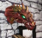 Fantasy Volcanic Fire Red Spiked Dragon Head Wall Decor Plaque With Led Lights