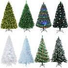 Christmas Tree With Led Lights snow Flocked pre Lit Fibre Optic Xmas Metal Stand