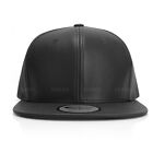 Leather Snapback Hat Hip Hop Baseball Cap Trucker Mesh Solid Plain Flat Bill Men