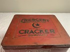Vintage Advertising Tin  Square  Tom Thumbs Crescent Macaroni   Cracker Co   Red
