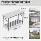 Folding Stainless Steel Table 20x45 Inches For Camping Maintenance Room Kitchen