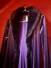 Vintage Betsy Johnson Small Purple Velvet Faux Fur Trim Jacket Duster Coat Y2k