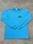 Vintage Quicksilver Long Sleeve Wave Surf Graphic T-shirt Size Small Blue Y2k