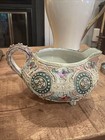 Antique Royal Moriye Nippon Moriage Footed Creamer Pitcher Pink Green Enamel