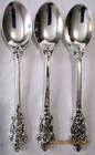 6 Place oval Soup Spoons Fb Rogers Grand Antique Rose Floral Baroque Silverplate