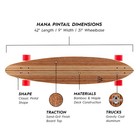 Hana Longboard Skateboard  42  X 9   Bamboo With Hard Maple Core  Pintail