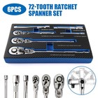 6pcs Flex Head Ratchet Set  1 4   3 8   1 2  Drive  72 Tooth Swivel Head
