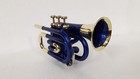 Pocket Trumpet Blue   Brass Colored Bb Pitch Free Case   Mouthpiece