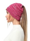 Soul Young Women s Ponytail Messy Bun Beanie Tail Hole Soft Stretch Cable Kni   