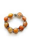 Vintage Sterling Silver Red Agate Cabochon Bracelet
