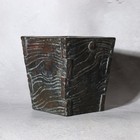 Japanese Meiji -taisho Bronze Square Vase By Tsuda Shinzui     Mokume Texture