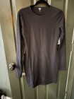 Express Black Solid Jersey Cotton Bodycon Crew Neck Long Sleeve Short Dress S