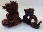  2  Red Resin Chinese Feng Shui Dragon Figurine Statues For Luck-success-wealth