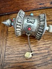 Vintage Tibet Nepal Buddhist Prayer Wheel With Turquoise   Red Coral Inlay 