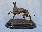 1800 s Antique Pierre-jules J p  Mene Bronze Greyhound Whippet Dog Sculpture