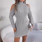 Women s Autumn And Winter Casual Off-shoulder Half-high Collar Twisted Lantern S