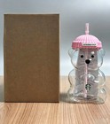 Starbucks Bearista Pink Bear Glass Tumbler Cold Cup With Straw 20oz 591ml