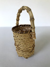 Vintage Ikebana Hand Woven Bamboo Basket With Handle