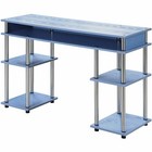 Blue Finish Wood Student Desk Writing Table Laptop Computer Workstation Storage