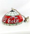 Vtg Faux Stained Glass Tiffany Hanging Ceiling Light Lamp Shade Drink Coca Cola
