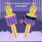  Bluetooth Wireless Karaoke Microphone With Led Lights 4-in-1 Portable Gold