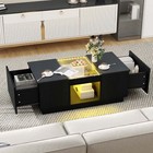 Modern Coffee Table End Table 2 Drawers With Charging Station And Led Lights