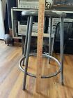 Vintage Wood   Metal Stool Industrial Work Shop Science Class  24    High Chair