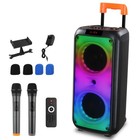 Wireless Portable Bluetooth Karaoke Speaker For Party Dual Sub W  2 Microphones