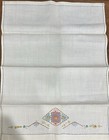 Vintage Hand-embroidered Linen Tea Towel Measures 20  X 15  Free Shipping 