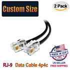  2 Pack  Black Rj9 4p4c Straight Or Reverse Cable  Custom Size From 2  - 10ft