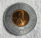 Three Feathers Whiskey   Democrat Convention 1948 D Cent Encased Good Luck Penny