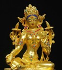 8   Old Tibetan Buddhism Copper Gold Gilt Green Tara Goddess Statue