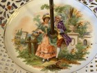 Antique Bavarian Serving Plate With Center Metal Holder-18th Century Couple-nice