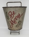 Cbk Be Merry Wall Hanging Basket Holly Berries Metal Rustic Farmhouse New Nwt