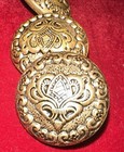 Vintage Brass Metal Shank Gold Tone Embossed Buttons Floral Ornate Art Button