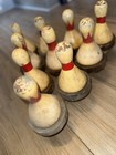Wagner   Adler Vintage Antique Rubber Band Bowling Duck Pins Set Of 10 Cir 1925
